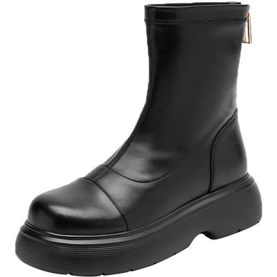 【达芙妮短靴】增高软皮瘦瘦靴