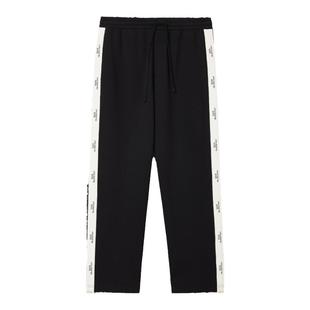 杰克琼斯男装士卫裤春季新款织带黑色宽松直筒休闲长裤子美式情侣