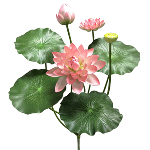 仿真荷花水池装饰假绿植带杆绿植莲花 舞台舞蹈荷叶道具摆件采荷