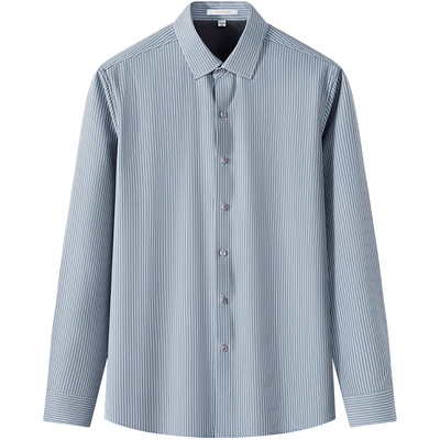 恒源祥加绒保暖绵羊毛衬衫男条纹