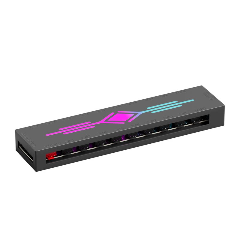 ARGB&PWM 控制器 PWM二合一HUB机箱风扇转接1拖10温控调速集线器