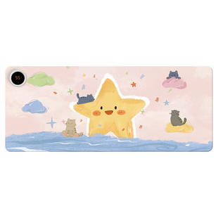 可爱猫咪加热鼠标垫子女生超大暖桌垫学生学习电脑键盘滑鼠垫电热板防水左侧开关办公室工位桌面垫高颜值定制