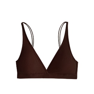 Goobras法式深V三角杯羊绒细肩带无痕内衣女纯色美背性感文胸套装