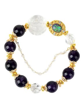 柏利来白水晶紫水晶狐狸手链女款