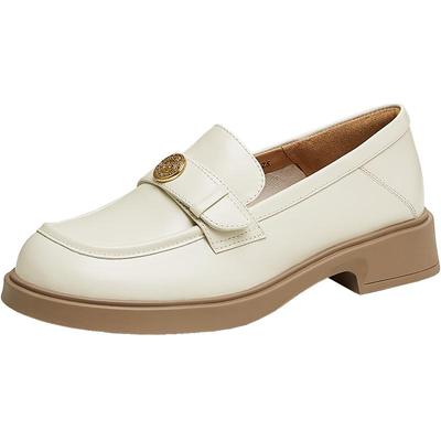 天美意平底英伦学院乐福鞋女复古单鞋休闲皮鞋新款COY24CA4