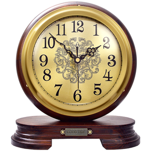 汉时欧式实木黄铜钟表坐钟客厅台钟复古创意柜台桌面摆件座钟D523