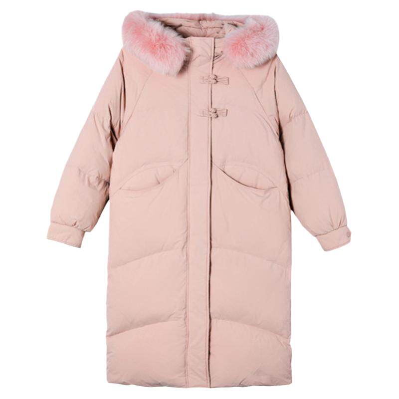 新中式盘扣大码羽绒服女中长款冬
