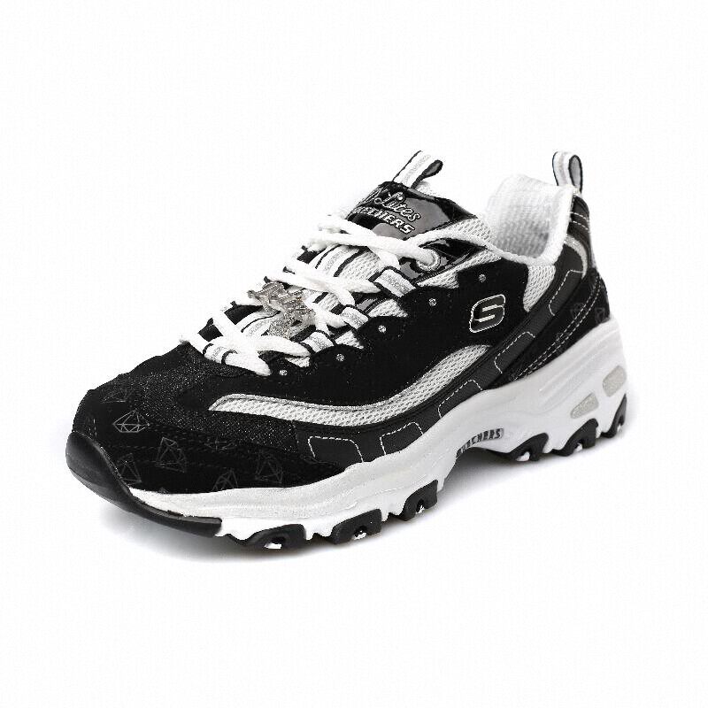 Skechers斯凯奇女十周年钻石纪念款厚底增高休闲运动熊猫鞋12241