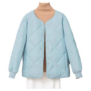 2026冬新短款菱格圆无领轻薄羽绒服女白鸭绒加厚内胆时尚保暖外套