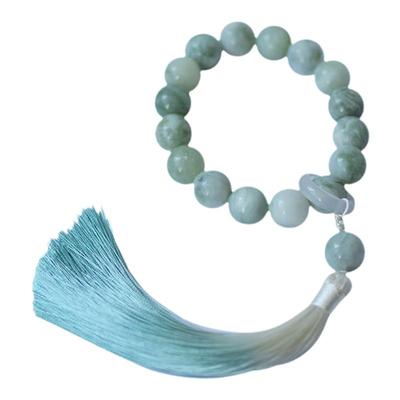 青提奶盖岫玉手持手捻岫玉串珠