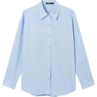 KBNE淡蓝色莱赛尔衬衫气质衬衣2025秋季新款长袖独特别致上衣女装