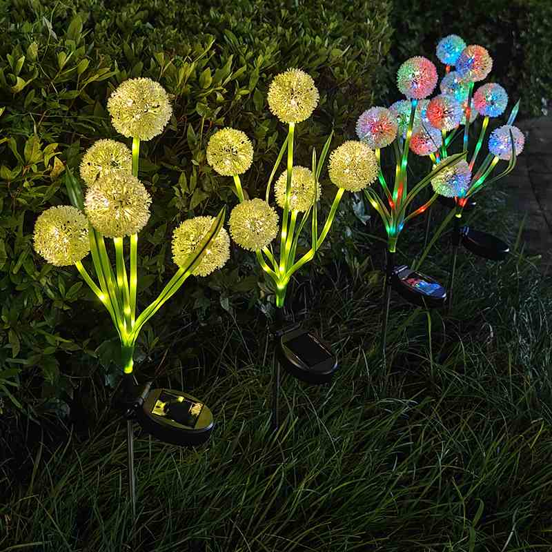 新品5头3头单头露台蒲公英插草坪LED地球葱装饰灯花园太阳能氛围