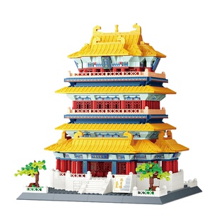 古迪积木儿童益智力拼装四大名楼玩具男孩拼插拼图鹳雀楼模型礼物