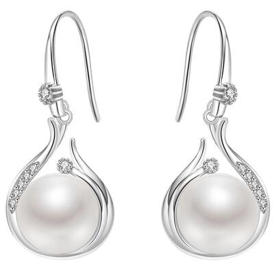 京润优雅简约款耳饰耳钩耳环银