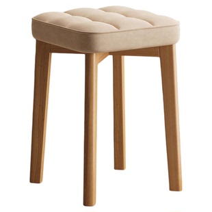 实木凳子化妆凳女生卧室家用轻奢梳妆台椅子美甲方凳软包简约板凳