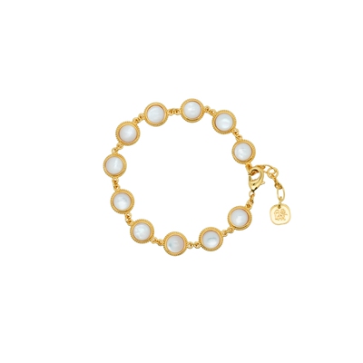 轻珠宝线《小步舞曲》复古法式天然白贝母手链夏季百搭高级可调节