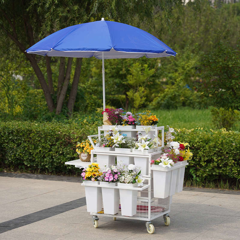 户外花店用品摆摊鲜花展示架折叠花车地摊可移动花束售卖七夕卖花