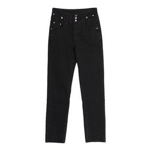 西町村屋高腰排扣设计小脚裤女装秋季新款简约修身裤子HC8307521