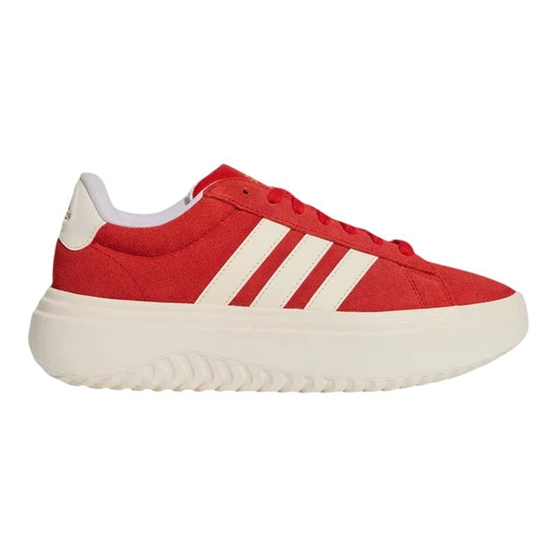 Adidas阿迪达斯正品女鞋红色低帮板鞋厚底休闲鞋新年款KJ2065