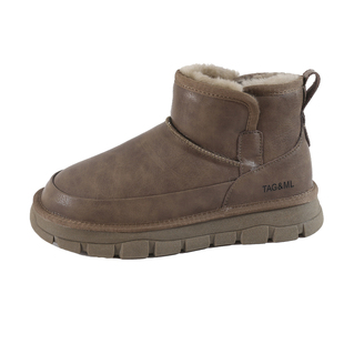 皮毛一体雪地靴男冬季2025新款加绒加厚保暖防水皮面防滑短靴棉鞋