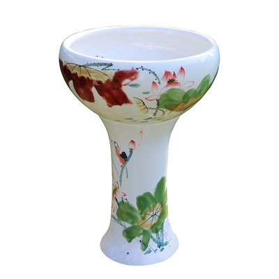 陶瓷立柱式睡莲风水室外荷花缸