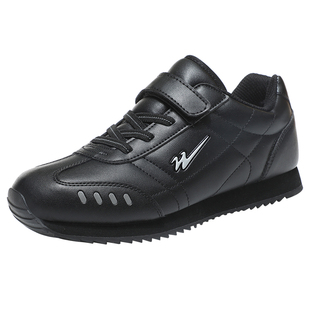 双星皮面鞋男秋冬防水防滑健步鞋中老年爸爸运动鞋八超老人鞋正品