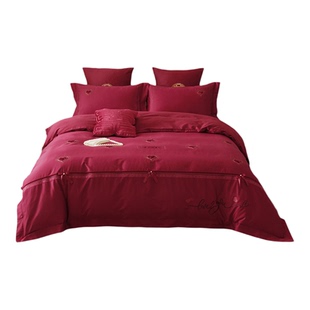 高档全棉婚庆四件套2026新款被套红色喜被结婚床单床上用品高级感