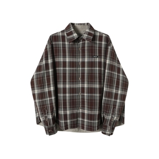 【双面穿】TGNS格子衬衫女设计感长袖格纹衬衣男美式复古宽松外套