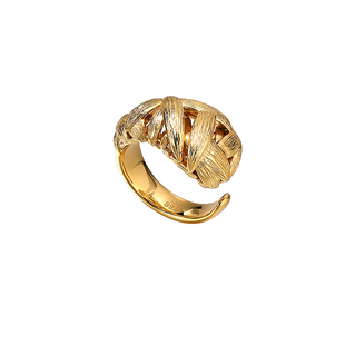 白岚竹叶戒指女925银小众设计感2023年新款开口食指戒QL1212-BK