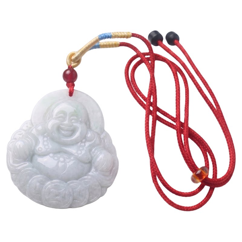 缅甸翡翠A货金钱佛吊坠