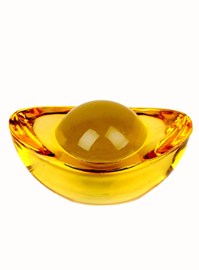 琉璃黄水晶元宝家居摆件