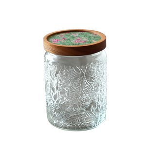 大蔓樱草布头葵纹罐| 复古浮雕玻璃罐收纳储物罐防潮食品密封罐子