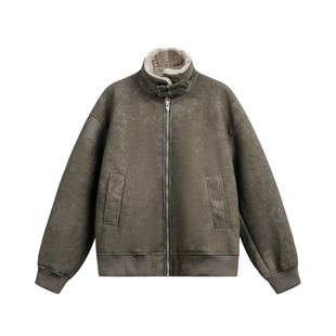 二十八间 皮毛一体仿麂皮棉服男冬季毛领棉衣加厚保暖羊羔绒外套