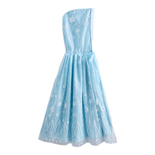 女童艾沙网纱披风冰雪奇缘2026春夏秋新款宝爱莎公主拖地连帽斗篷