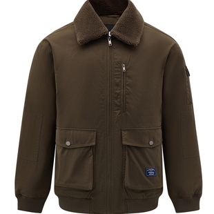 CAT卡特25秋冬新品男士户外复古刺绣工装毛领短款羽绒服商场同款