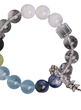 天然水晶绿发晶绿幽灵海蓝宝手链