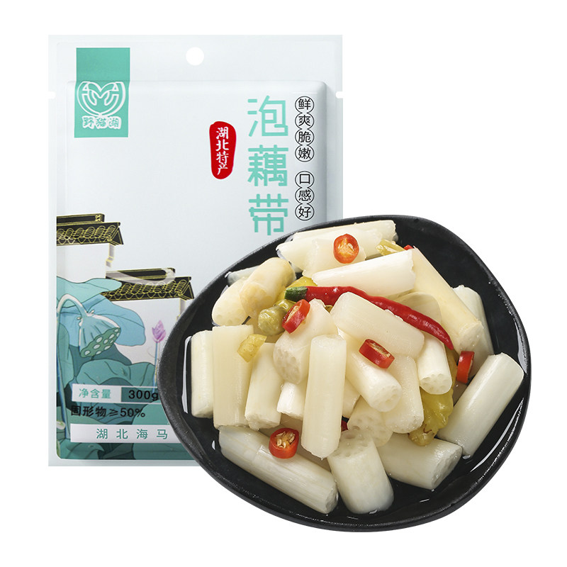 野猫湖洪湖泡椒藕带新鲜湖北特产300g袋装酸辣脆爽泡藕带开袋即食