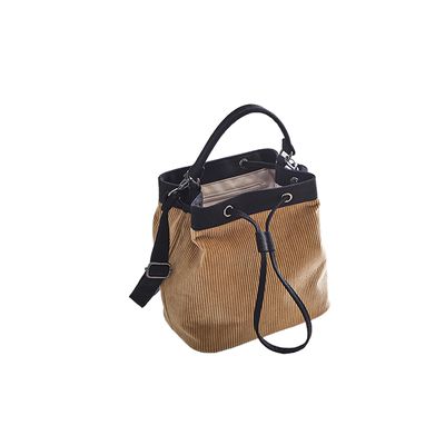 ithinkso时尚灯芯绒大容量水桶包