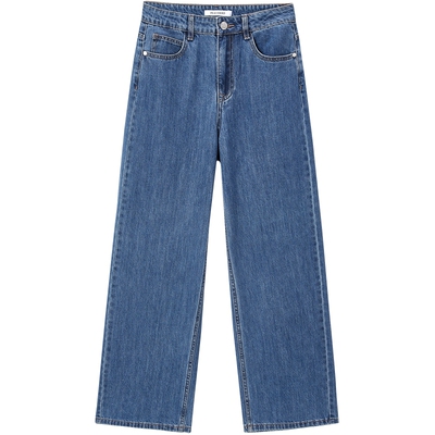 太平鸟高腰阔腿牛仔裤2025年春季款烫钻直筒牛仔裤子A1HAE3328