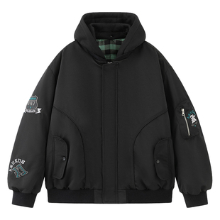 迈特优冬季羽绒服男女短款飞行夹克加厚棒球服机能风工装潮牌外套