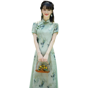 新式改良奥黛旗袍2026年新款年轻款少女气质高端日常可穿文艺茶服