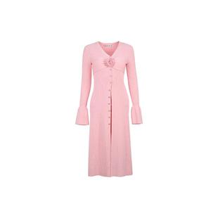 YES BY YESIR叶谦原创设计师秋新款粉玫瑰针织衫外搭长开衫