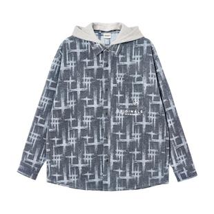 绫致杰克琼斯2025男装冬季衬衫可拆卸连帽字母刺绣时尚潮流外套