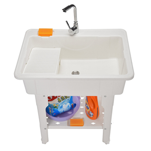 金友春阳台洗衣池带搓板洗手池水池柜洗衣台家用洗脸盆槽加厚塑料