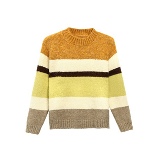 Livheartkids条纹复古撞色女童毛衣女冬季2025新款套头女大童毛衫