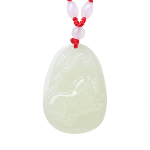 2026年天然和田玉吊坠喜柿连猪属虎吉祥物挂件玉坠男女款项链玉佩