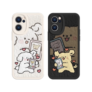 适用小米17pro手机壳油画14小狗13卡通12一对11可爱10红米k60/50秀恩爱vivo12/x200oppfindx8创意reno9情侣