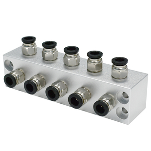 90度弯头气路直角并联排气管分气排1-2分内螺纹铝合金弯通分油器