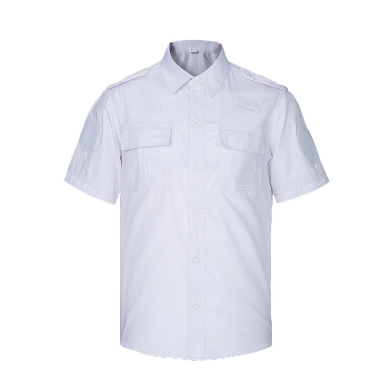 新款保安工作服透气夏款短袖蓝色衬衫白色长袖作训服酒店物业夏装