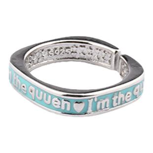 ZXS蓝色小珐琅爱心字母戒指ins高级感嘻哈开口可调节男女食指环潮